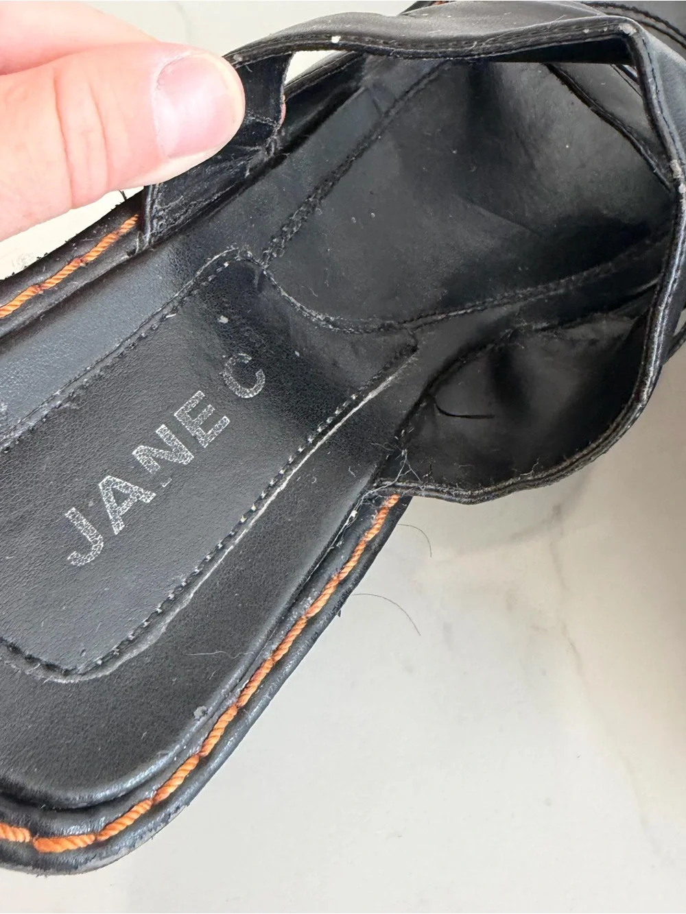 Vintage Jane C Chunky Wedge Sandals Gothic 90s Y2K Black Foam Faux Leather